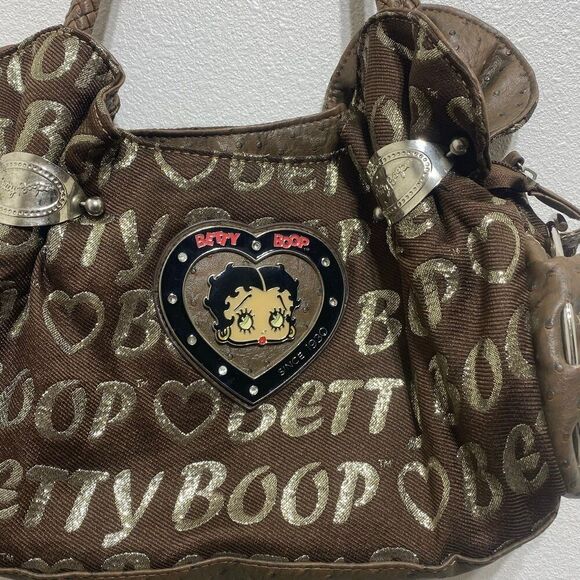 Betty Boop Handbag Brown Betty Boop
Gold Lettering Front & Back - Picture 2 of 10